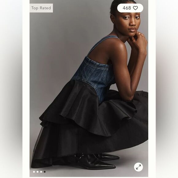 Pilcro Dresses & Skirts - Anthropologie Pilcro Sleeveless Denim Bodice Tiered Mini Dress